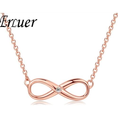 ERLUER pendant necklace for women infinity 8 words Crystal jewelry Girl simple rose gold necklaces fasion jewellery accessories