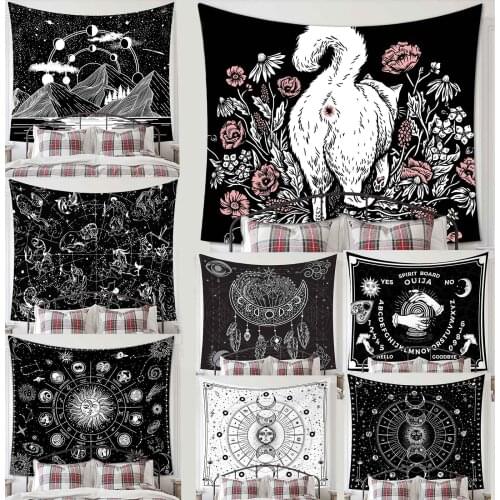 Mandala White Black Sun And Moon Tapestry Wall Hanging Gossip Tapestries Hippie Wall Rugs Dorm Decor Blanket Home Decor Tapestry