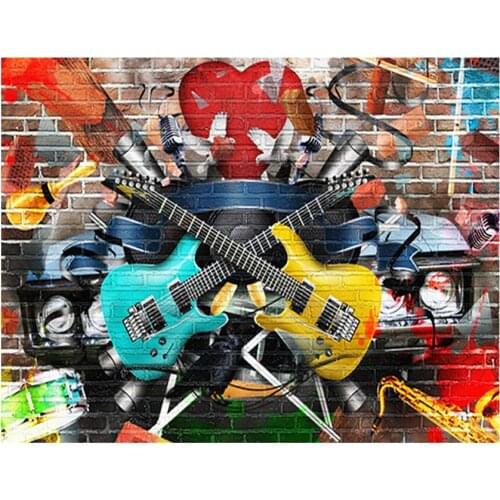 Graffiti Street Wall Art Guitar Music Art diamond Painting Classic embroidery For Living Room Modern Abstract Art Painting A2158
