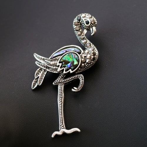 Grus Japonensis Natural Shell Red Crown Crane Brooches Noble Pin