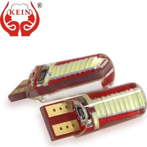 KEIN 100pcs silicone 24smd 4014 Cold white T10 LED W5W 194 501 168 car light Interior Lighting Parking Vehicle automotivo Bulb