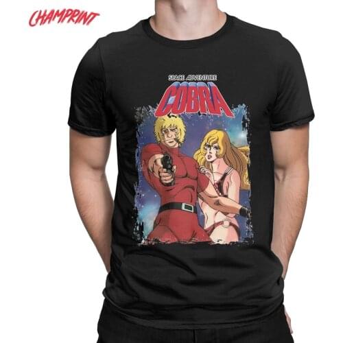 Men Space Adventure Cobra T Shirt Anime 100% Cotton Clothing Vintage Short Sleeve Round Collar Tee Shirt Summer T-Shirt