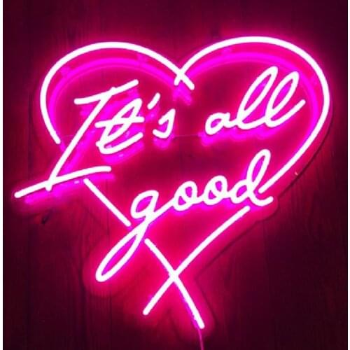 Neon Signs for all good with heart Neon bulb Sign Decorate bedroom Game Room wall Lamp Handcraft Glass Tubes Art Dropship