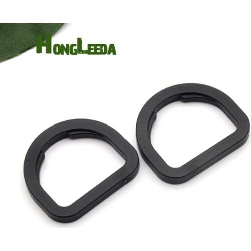 Wholesale DIY 100pcs 1 inch 25mm black POM adjustable buckles plastic slider flat D ring luggage bag webbing straps HLD/M176-25