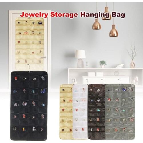 New 80 Pocket Hanging Loop Storage Bag Jewelry Holder Necklace Bracelet Earring Ring Organizer Jewelry Display Bag Organiser