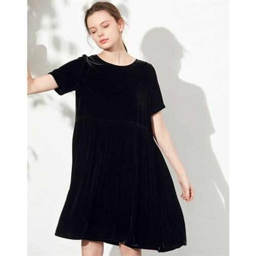 2020 Autumn Women Casual Velvet Retro Midi Dress Female Vintage Party Dress Preppy Style Loose Sundress Plus Size Vestidos M-7XL
