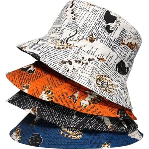 2021 Spring Summer Panama Bucket Hats Animal Cat Letter d Fisherman Hat Men Women Bucket Cap