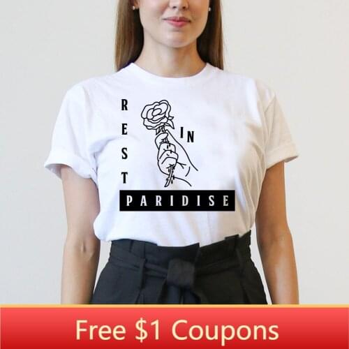 Paridise Flower Graphic Tees White Cotton Casual Women Top&Tees Harajuku Summer Femme Custom T Shirts Trendy Style Clothing