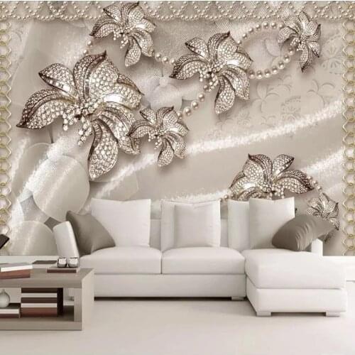 Custom Any Size Wallpaper 3D Stereo Luxury Jewelry Flower Living Room TV Background Murals Waterproof