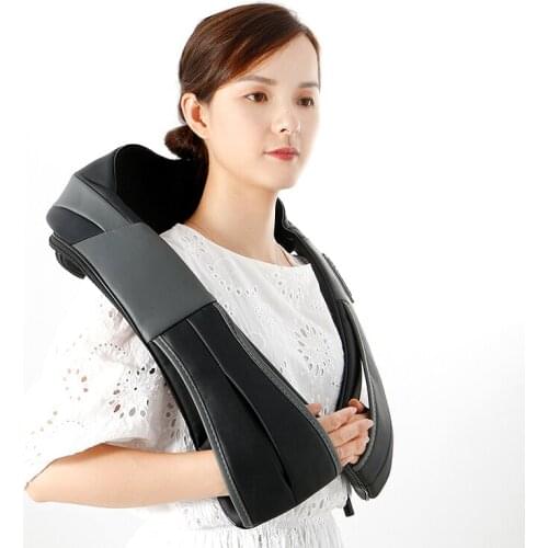 Portable rechargeable wireless electric massager for back and neck shoulder depp kneading collar with heat