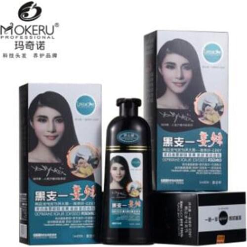 Mokeru 400ML Plant Shampoo Hair Dye Natural Herbal Fast Black Pure Ginger Extract Anti-White Hair Black Hair Dye Shampoo