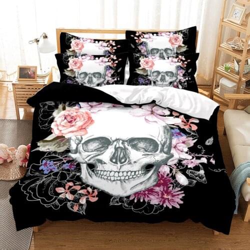 Rose Skull Bedding Set Duvet Cover Set 3d Bedding Digital Printing Bed Linen Queen Size Bedding Set Fashion Design