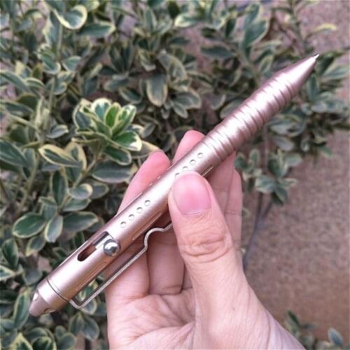 1PC Aluminum Alloy Bolt Spring Press Signature Writing Pen Tungsten Steel Head Self-defense Pen EDC Broken Window Multi-tool