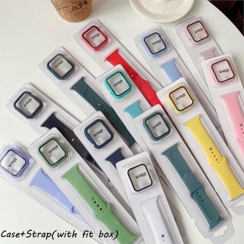 Silicone Strap For Apple Watch 6 band 40mm 44mm 38mm 42mm rubber strap+Case wristband Sport bracelet iWatch serie 3 se 4 5 6