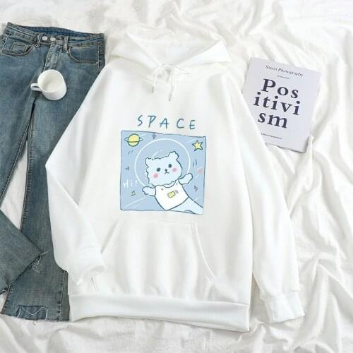 Cartoon Womens Hoodies Sweatshirts Stitch Oversize Harajuku Hooded Loose Lovers Wear Autumn And Winter Kawaii New Space Print