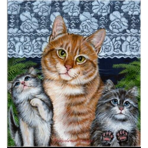 Embroidery Counted Cross Stitch Kits Needlework - Crafts 14 ct DMC Color DIY Arts Handmade Decor - Window Kitties
