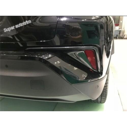 Lapetus Rear Tail Fog Lights Lamp Frame Cover Trim 2 Pcs / Carbon Fiber Color Fit For Toyota C-HR CHR 2016 2017 2018 2019 ABS