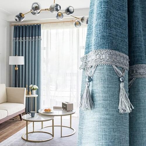 2021 Blackout Curtains For Living Room Para Salon Cortinas Rideau Nordic Modern Minimalist Simple Modern Cotton Jute Splicing