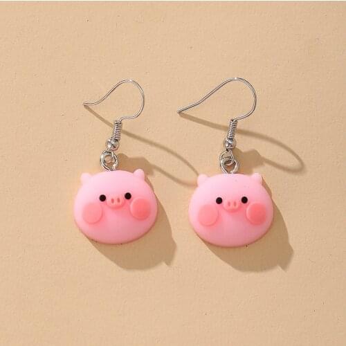 Fashion Funny Resin Drop Earrings for Women Creative Cute Pink Pig Dangle Earring Personality Party Cartoons Jewelry Gift