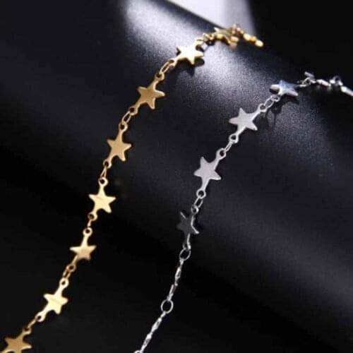 2021 Fashion Design Gold Plated Star Bracelet Chain for Women Pentagram Pendant Bracelet Charm Women Daily Wear Party Jewelry
