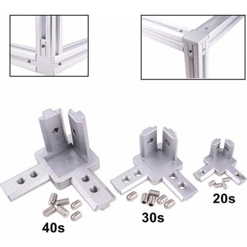 3-Way End Corner Bracket Connector for T slot Aluminum Extrusion Profile 2020/3030/4040 series (Pack of 4, with screws)