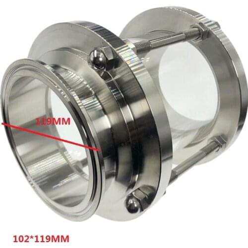 4" Tri Clamp Clover Sanitay Flow Sight Glass Diopter Fit 102mm*119mm Pipe OD SUS 304 Stainless Steel Fitting Homebrew Product