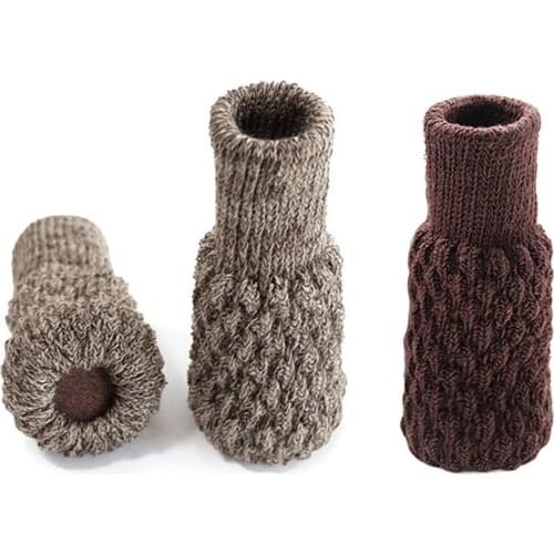 48 Pcs Chair Leg Socks Knit Non-Slip Furniture Pads Protector Furniture Feet Covers, 24 Pcs Khaki & 24 Pcs Dark Brown