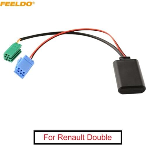 FEELDO 1PC Car Aux-in Wireless Bluetooth Adapter Module Audio Receiver With Micphone for Renault Double Plugs Host AUX Cable