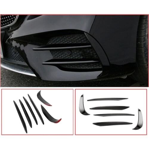 Car Glossy Black Front Fog Light Eyebrow Stickers Trim for Mercedes Benz E Class W213 E43 Sport 2016-2019