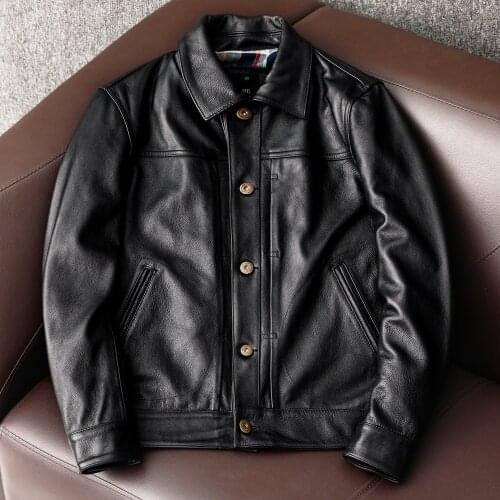 Free shipping.Natural Genuine Leather jacket.New arrival cowhide clothes.quality leather coat.men casual leather clothing