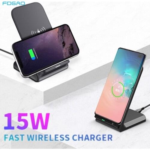 FDGAO 15W Qi Wireless Charger for Samsung S21 S20 S10 iPhone 12 11 Pro X XS MAX XR 8 Xiaomi 10 11 Fast Wireless Charging Stand
