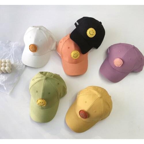 Autumn Kids Boys Girls Baseball Hats Lovely Smile Pattern Baby Sun Hats Spring Summer Cotton Children Caps