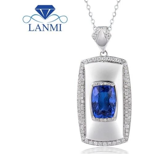 Genuine Tanzanite Diamond Pendant In Solid 18k White Solid Gold Charm Pendant, AAA Tanzanite Pendant For Men , Gemstone Jewelry