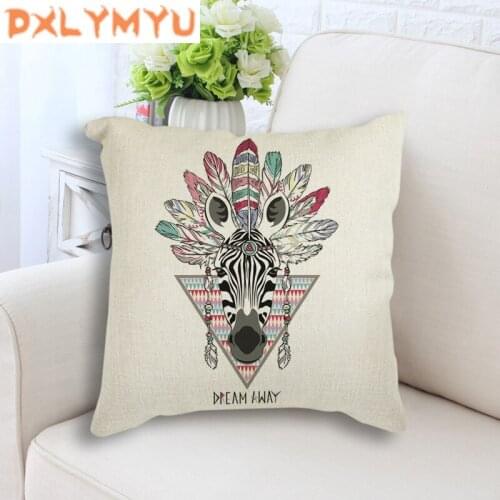 Decorative Cushion Cover Sofa Decor Tribe Animal Throw Pillow Case Tiger Deer Cat Pillowcase Nordic Cushion Cover for Sofa