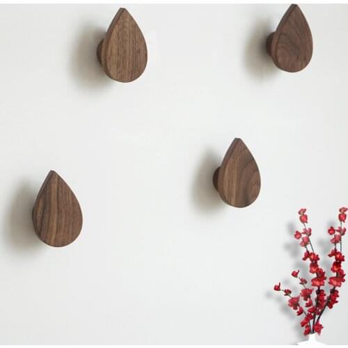 Wooden Key Hooks Wall Hanging Backpack Hat Hook Black Walnut Colored Sundries Storage Finishing Rack Modern Home Decoration Hook