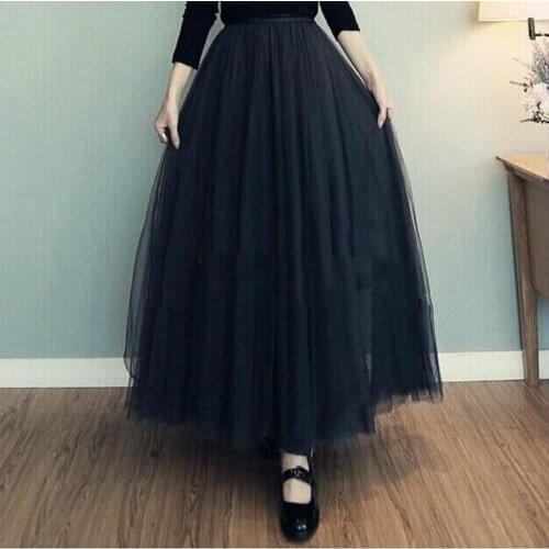 Long Skirt Skirt Princess Skirt Large Swing Skirt Half length skirt Spring and Autumn Three-layer Mesh Skirt Pettiskirt