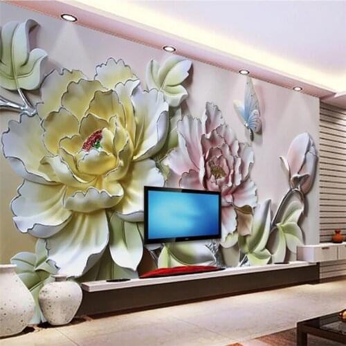 Wellyu Custom wallpaper 3D обои papel de parede peony embossed background wall living room old room decorative painting фотообои