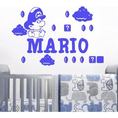Coustom Name Super Mario Wall Stickers Vinyl Decor Wall Sticker Living Room Children Room Decoration Decal