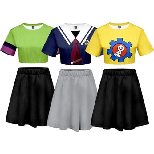 Anime SK8 the Infinity Cosplay Costume Short Sleeve Crop Tops Casual Sport T-Shirt Clothes Skirts Uniform Sets For Girl Women