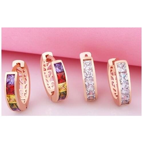 Cross leaf infinity multicolor Brass micro pave cz zircon cubic zirconia drop Hoop Earrings copper gold plated crystal studs v2