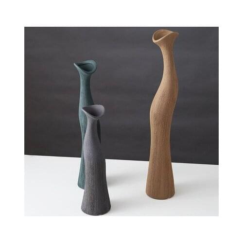 Nordic style brushed ceramic vase, model room, hotel home furnishings, decorative crafts, Zen flower vessels