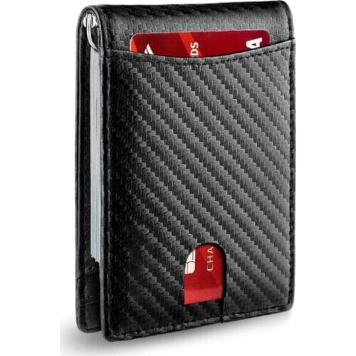 Minimalist Slim Wallet for Men with Money Clip RFID Blocking Front Pocket Genuine Leather