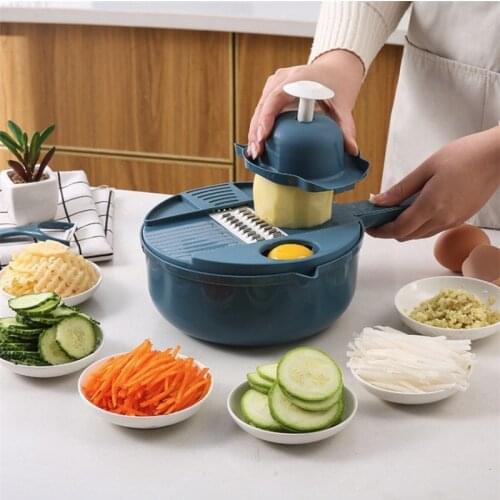 12 PCS Multi-Function Vegetable Chopper Carrots Potatoes Grater Cut Shred for Kitchen Convenience Garlic Press Gadgets