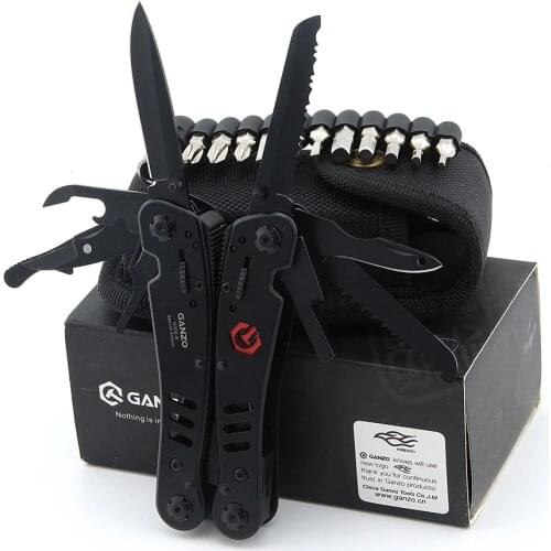 GANZO G302B G302H Multi Tool Folding Pliers Survival Tool with Scissor Screwdriver Bit Wood SAW Awl Knife for Outdoor Camping