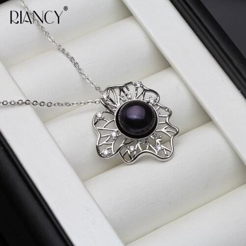 Fashion Natural Freshwater black Pearl Pendants Big beads Necklace for women All-match wedding gift