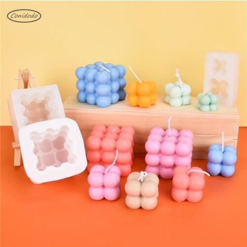 New Bubble Silicone Candle Mold Large Bubble Cube Ball Mould Making Concrete Jumbo Rubik Round Ball Aroma Wax Soap Tool
