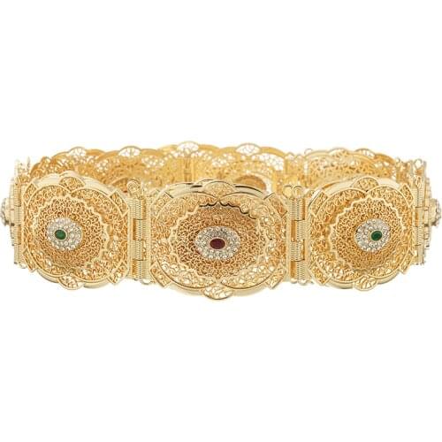 The latest fashion rose gold lady gown with zinc alloy belt Moroccos national fashion metal belt