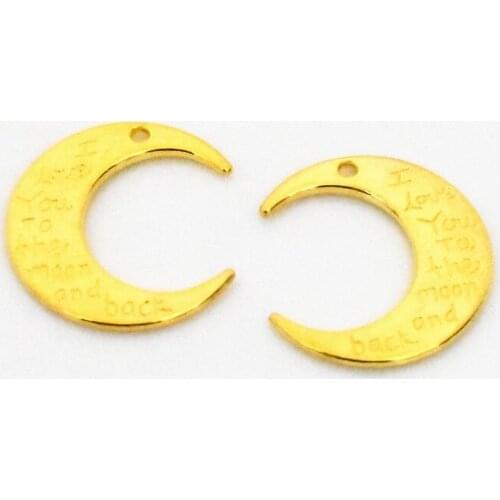 NEW 5pcs/Lot 30x27.3x1.8mm Gold Color Plated Moon Charm Pendant DIY Handmade Necklace Bracelet Jewelry Accessories