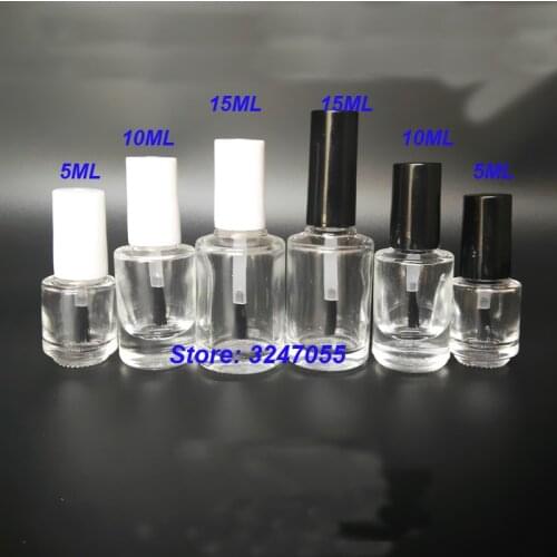 50Pcs/Lot 5ML10ML15ml Empty Nail Art Decorations Tools, Empty Glass Nail Polish Bottle with Brush, DIY Vial Nial Oil Package