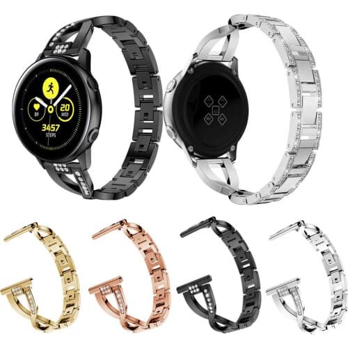 18MM 20MM 22MM Luxury Diamond Steel Strap for Samsung Galaxy Watch 3 41mm/45mm/42/46mm/Active 2 Watchband Women Fashion Bracelet